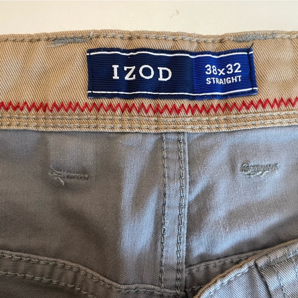 IZOD Men’s Gray Pants Size 38x32 Straight Fit Casual NWT Twill Chino Flat Front - Picture 7 of 9